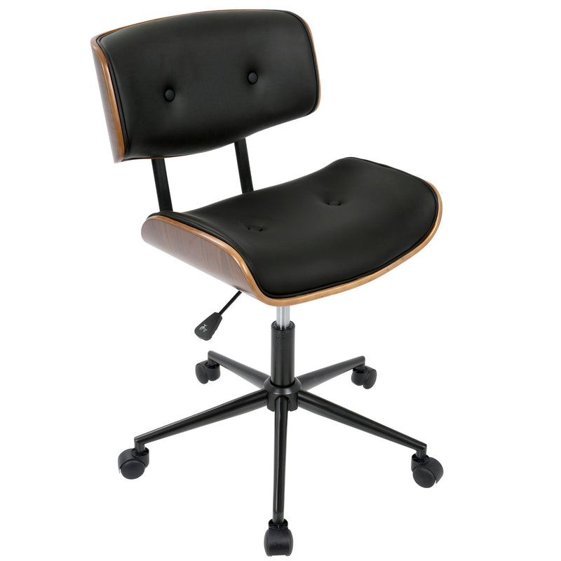 Lumi Source Lombardi mid-century modern adjustable office swivel chair with cushioned seat and backrest on a five-star base
