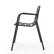 Noble House Terra Nova matte black 3-piece outdoor bistro set with round table and two matching chairs for patio or garden.