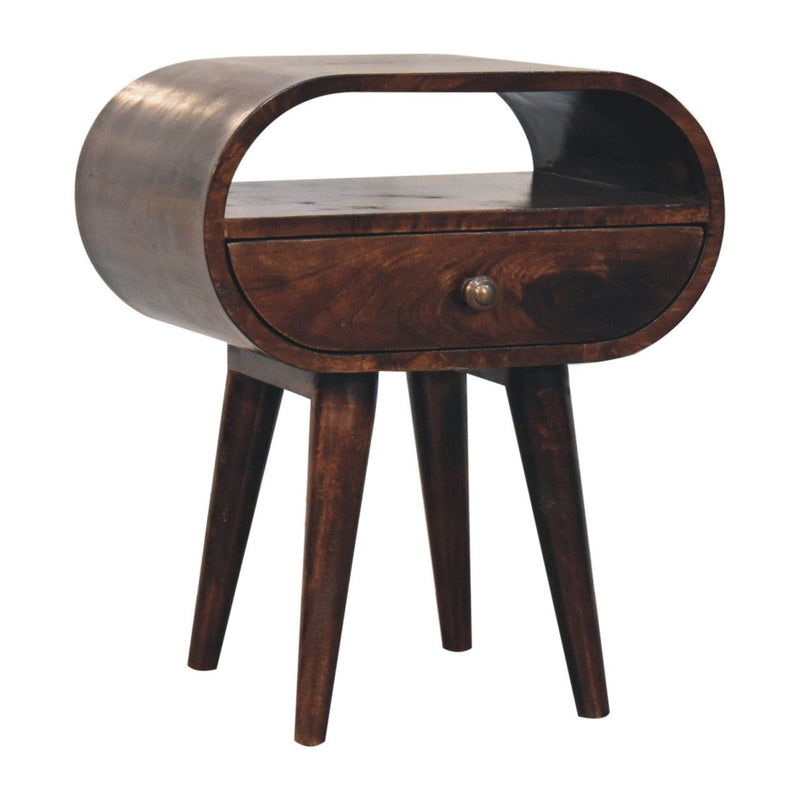 Circular Bedside Table With Open Slot - Walnut - R&R Furniture Gallery (Fountain Valley, CA)