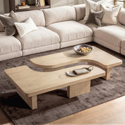Classic Home Melina coffee table with a sleek wooden top and sturdy metal legs, ideal for living room décor.