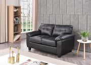 Glory Furniture stationary loveseat with padded arms, stylish design, and comfortable seating for living room decor.