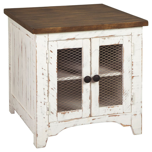 Wystfield - Rectangular End Table - 2 Doors - White / Brown - R&R Furniture Gallery (Fountain Valley, CA)
