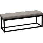 Mateo Black Powder Coat Metal Small Linen Tufted Bench - Grey