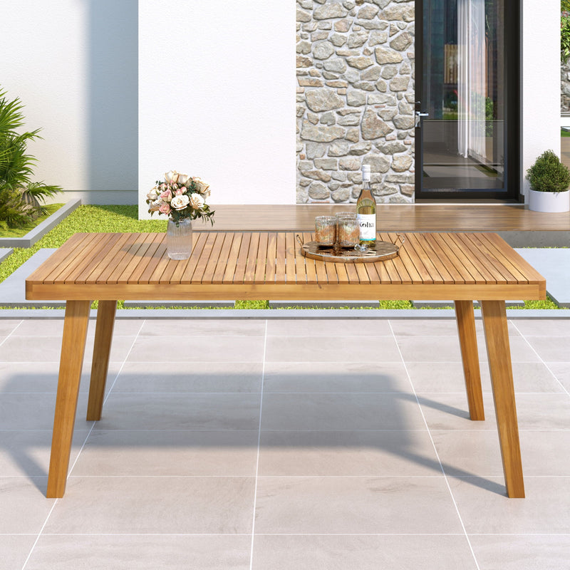 Outdoor Dining Table With Slatted Top, Ideal For Patio - R&R Furniture Gallery (Fountain Valley, CA)