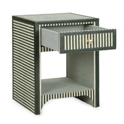 TOV Furniture Kora Cotton Jute Nightstand with a modern accent design, featuring a woven texture and sleek storage drawer.