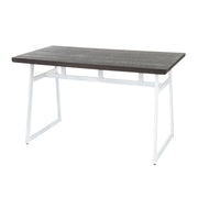Lumi Source Geo industrial dining table with vintage white and espresso finish, featuring a modern geometric design and sturdy wooden top.