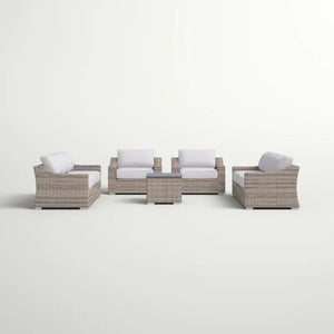 All Weather Wicker 8 Piece Patio Sectional Set With Cushions Modular Design - Gray Mix