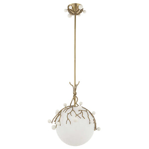 Budding Branches - Pendant - Light Antique Brass / White