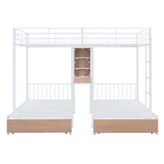 Triple Bunk Bed With Drawers, Multi-Functional Frame With Desks And Shelves In The Middle - R&R Furniture Gallery (Fountain Valley, CA)