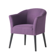 Noble House fabric arm chair with wooden legs and cushioned plum seat, modern and comfortable for living room decor.