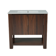 Modern Bathroom Vanity With Rectangle Ceramic Sink, Soft Closing Doors - R&R Furniture Gallery (Fountain Valley, CA)
