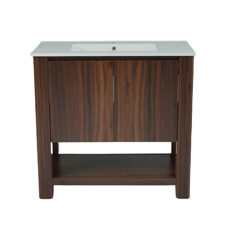 Modern Bathroom Vanity With Rectangle Ceramic Sink, Soft Closing Doors - R&R Furniture Gallery (Fountain Valley, CA)
