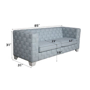 Saree - Sofa - Light Teal Chenille & White - R&R Furniture Gallery (Fountain Valley, CA)