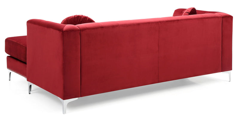 Glory Furniture soft micro suede sofa chaise in beige, stationary sectional with plush cushions and sleek design.