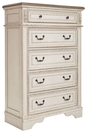 Realyn - Five Drawer Chest - White / Brown / Beige - R&R Furniture Gallery (Fountain Valley, CA)