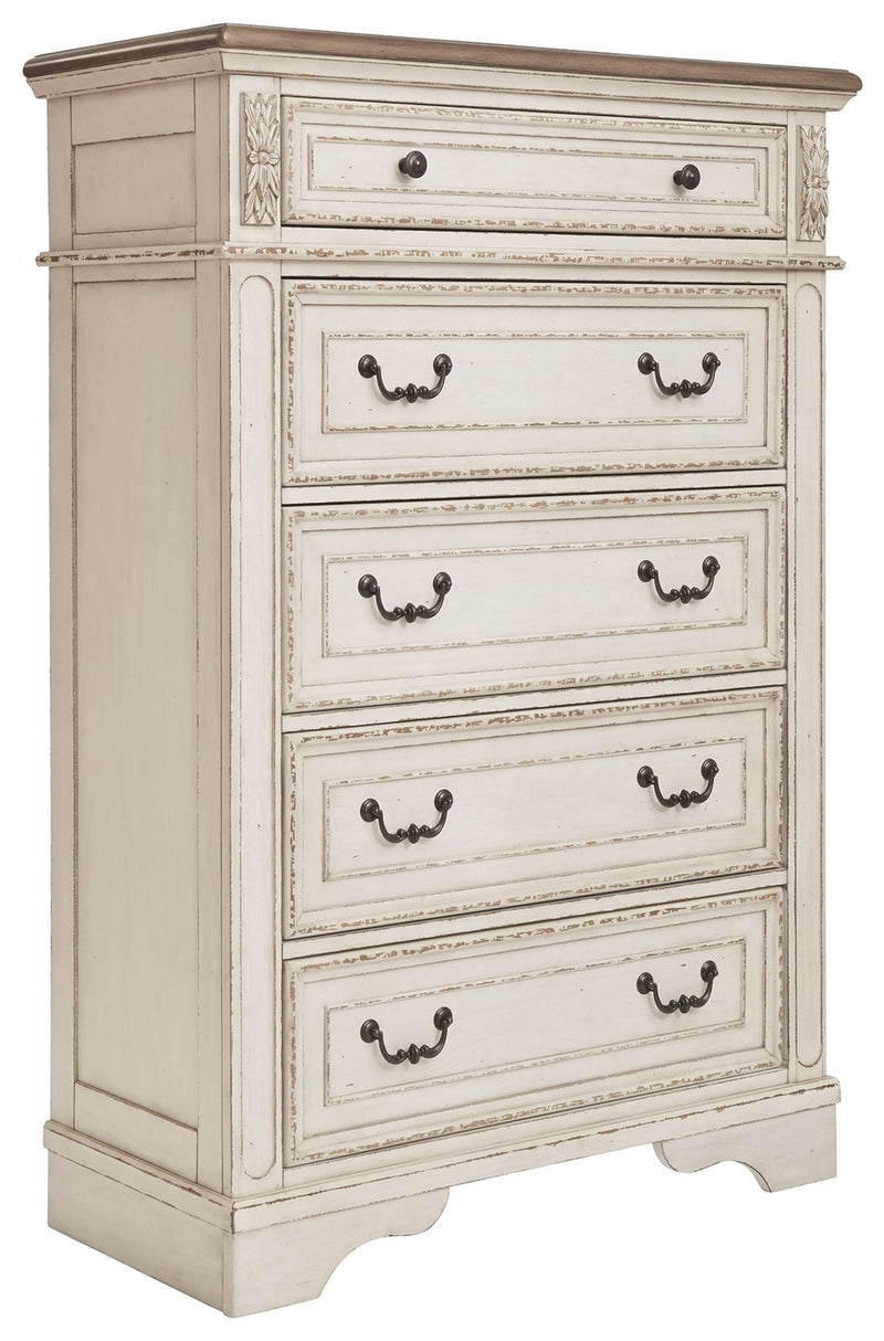Realyn - Five Drawer Chest - White / Brown / Beige - R&R Furniture Gallery (Fountain Valley, CA)