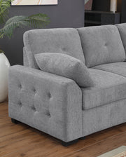 Nyhan - Upholstered Corner Sectional With Pull Out Loveseat And Storaged Chaise - Light Gray - R&R Furniture Gallery (Fountain Valley, CA)