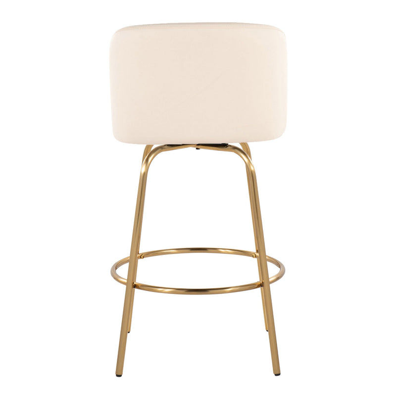 Toriano - Contemporary, Fixed Height Counter Stool With Swivel With Round Footrest (Set of 2) - R&R Furniture Gallery (Fountain Valley, CA)
