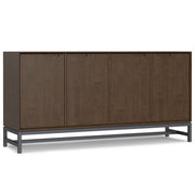 Simpli-Home Banting solid wood sideboard buffet with metal frame, modern industrial design, featuring spacious storage for dining room.
