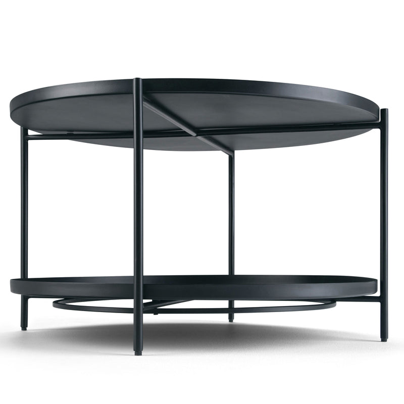 Simpli-Home handcrafted coffee table from the Monet collection with a sleek wooden finish and modern design.