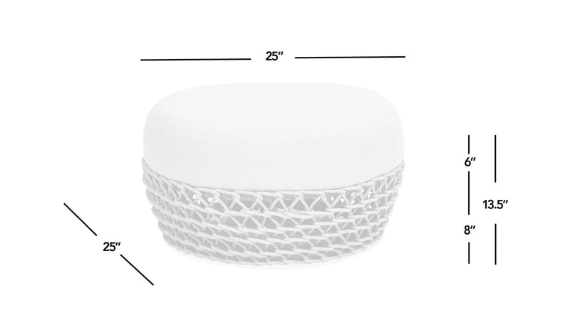 Willow - Round Upholstered Patio Ottoman - R&R Furniture Gallery (Fountain Valley, CA)