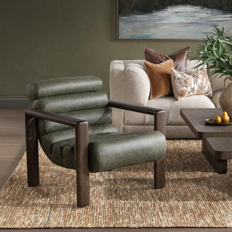 Classic Home Dahlia accent chair with plush upholstery and wooden legs, showcasing stylish and comfortable home seating.