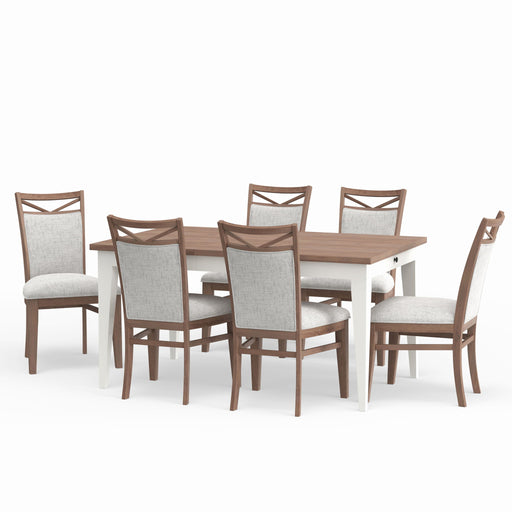 Americana Modern Dining - Rectangular Extendable Dining Table With 6 Upholstered Dining Chairs - Cotton - R&R Furniture Gallery (Fountain Valley, CA)