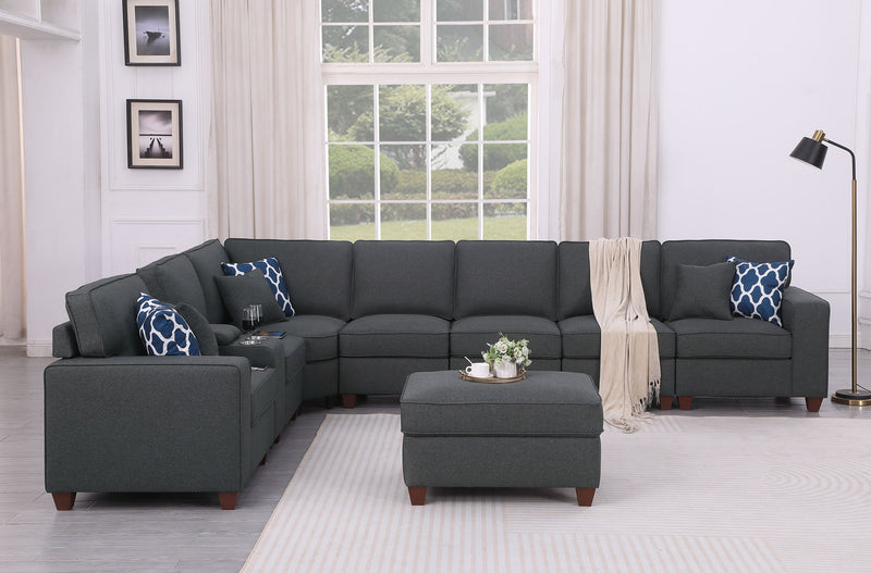 Hannah - Sectional Sofa With Ottoman - Dark Gray - R&R Furniture Gallery (Fountain Valley, CA)