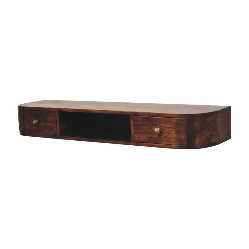 Lunar - Floating Console With 2 Drawer - Chestnut - R&R Furniture Gallery (Fountain Valley, CA)