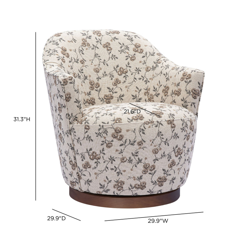 Skyla - Floral Jacquard Swivel Accent Chair - Beige