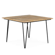 Square Hunter dining table by Simpli-Home with a wooden tabletop and sturdy legs, ideal for modern dining spaces.