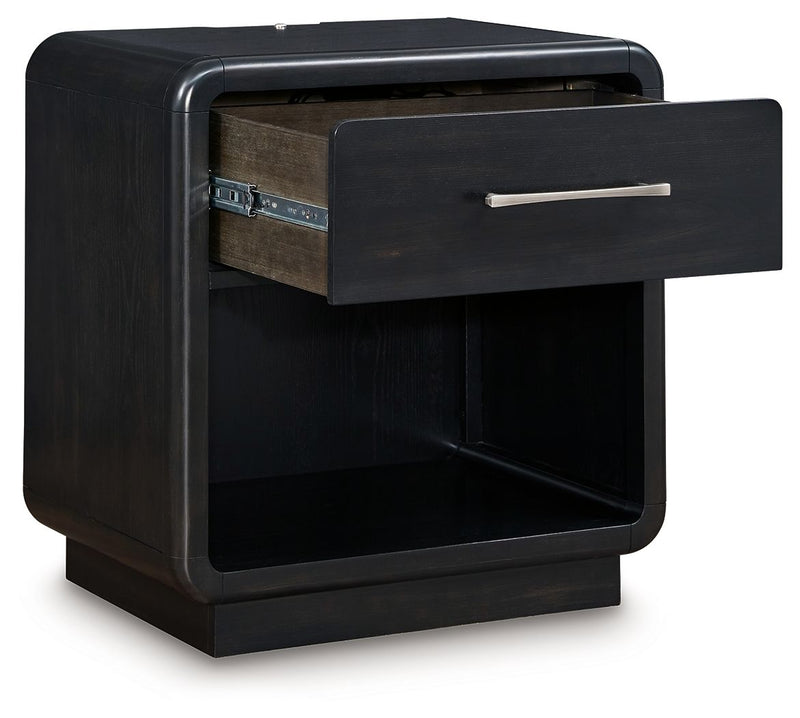 Rowanbeck - One Drawer Night Stand - Black - R&R Furniture Gallery (Fountain Valley, CA)