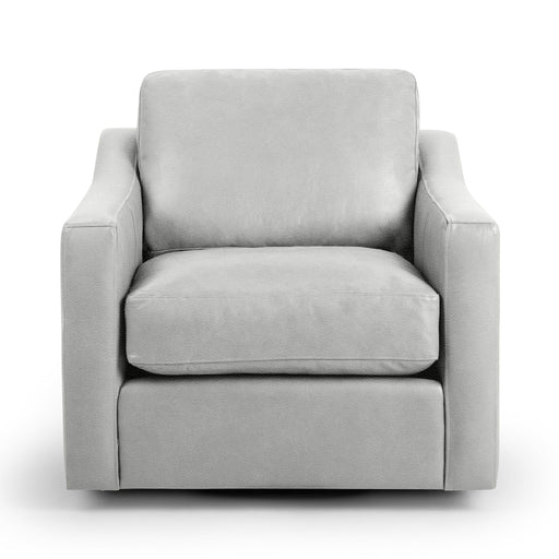 Classic Home Aspen swivel chair with plush fabric upholstery and a modern design, shown in a cozy living room setting.