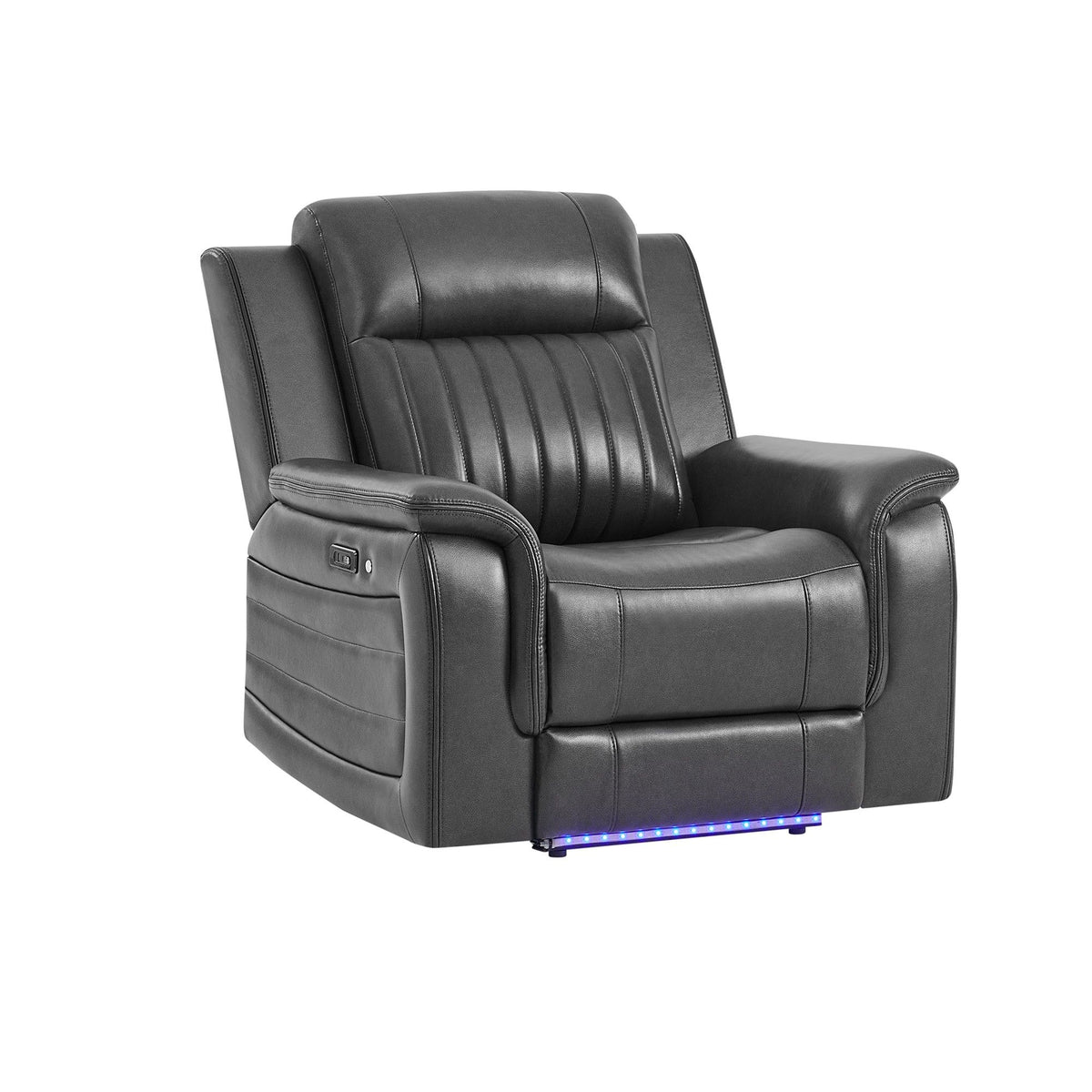 Ian - Power Recliner With Welt And LED Lighting - Charcoal