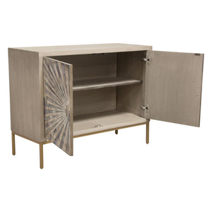Prisma 2-Door Accent Cabinet w/ Dyed Bone Inlay Sunburst w/ Brass Legs by Diamond Sofa