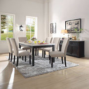 Nolan - Dining Table - White Natural Marble Top & Salvage Dark Oak - R&R Furniture Gallery (Fountain Valley, CA)