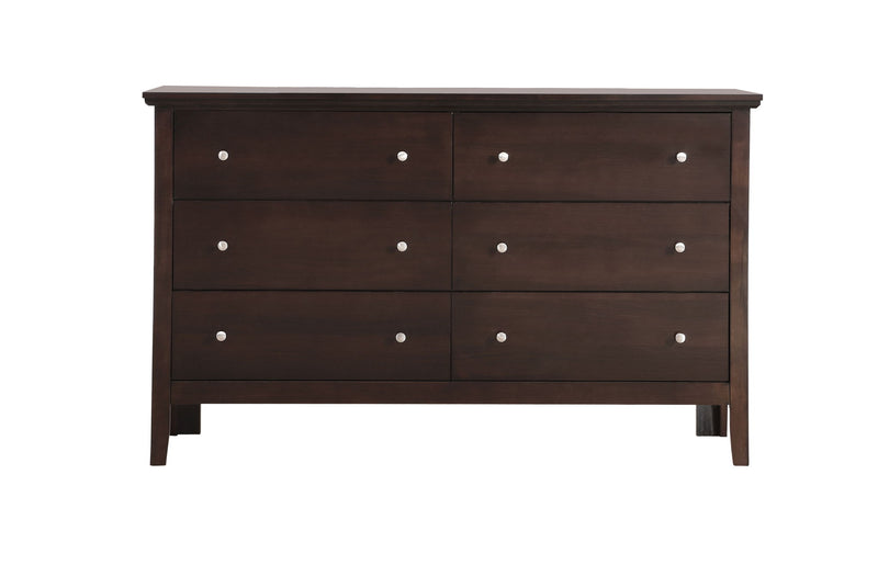 Glory Furniture Primo dresser with multiple drawers, modern wooden design, and sleek finish for bedroom storage.
