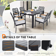 Outdoor Patio Furniture Dining Set With Sunbrella Fabric, Rectangular Table With Umbrella Hole - R&R Furniture Gallery (Fountain Valley, CA)