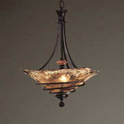 Uttermost Vitalia 3-Light Oil Rubbed Bronze Pendant Lighting with sleek, modern design and three glass shades.