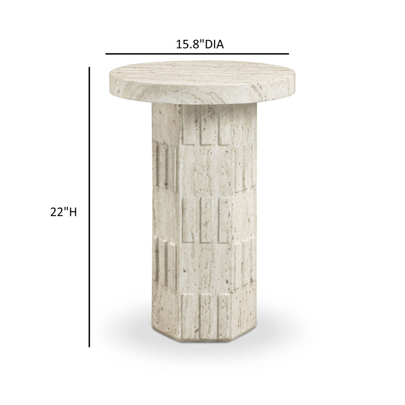 Asta - Concrete Indoor/Outdoor Side Table - Travertine - R&R Furniture Gallery (Fountain Valley, CA)