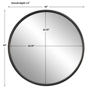 Round black accent mirror by Uttermost, featuring a sleek frame and modern design, perfect for contemporary interior decor.