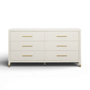 Dani - Faux Shagreen 6-Drawer Dresser - Cream - R&R Furniture Gallery (Fountain Valley, CA)