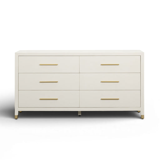 Dani - Faux Shagreen 6-Drawer Dresser - Cream - R&R Furniture Gallery (Fountain Valley, CA)