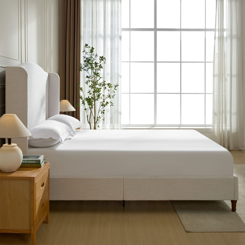 Hannah - Upholstered Wingback Bed Size / Tall Headboard Upholstered King Bed / Premium Textured Look / Minimalist Designs / No Box Spring Needed - R&R Furniture Gallery (Fountain Valley, CA)