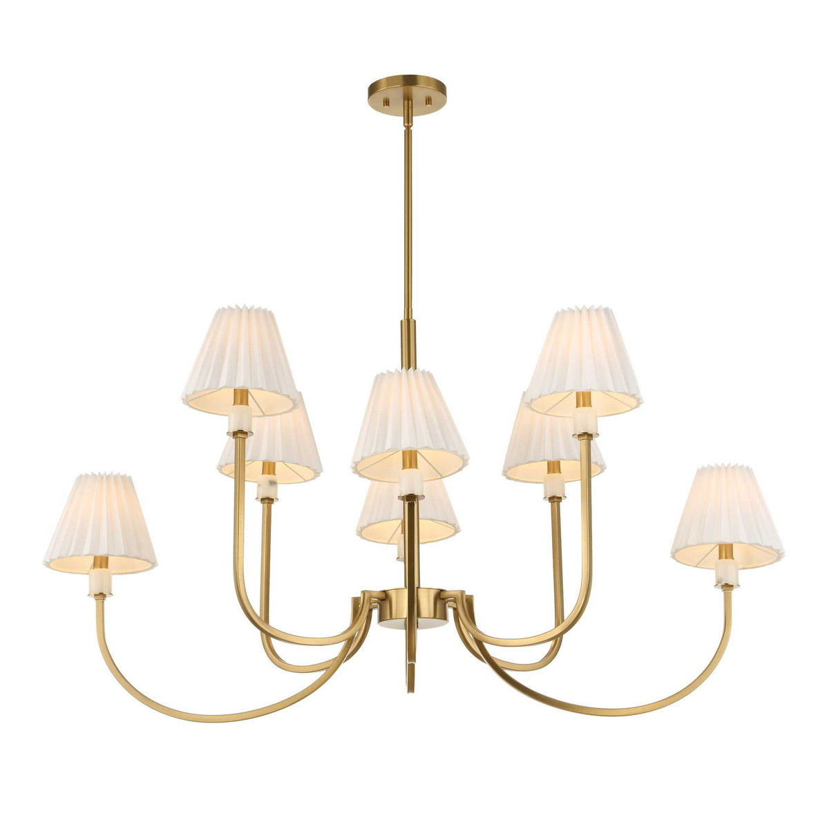 Poppins - 8 Light Brass Chandelier - White / Gold