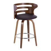 Lumi Source Cosini mid-century modern fixed height barstools with swivel, round footrest, set of 2, featuring sleek wooden design.