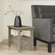 Handcrafted Warm Shaker coffee table by Simpli-Home featuring a wooden finish and sturdy design for living room decor.