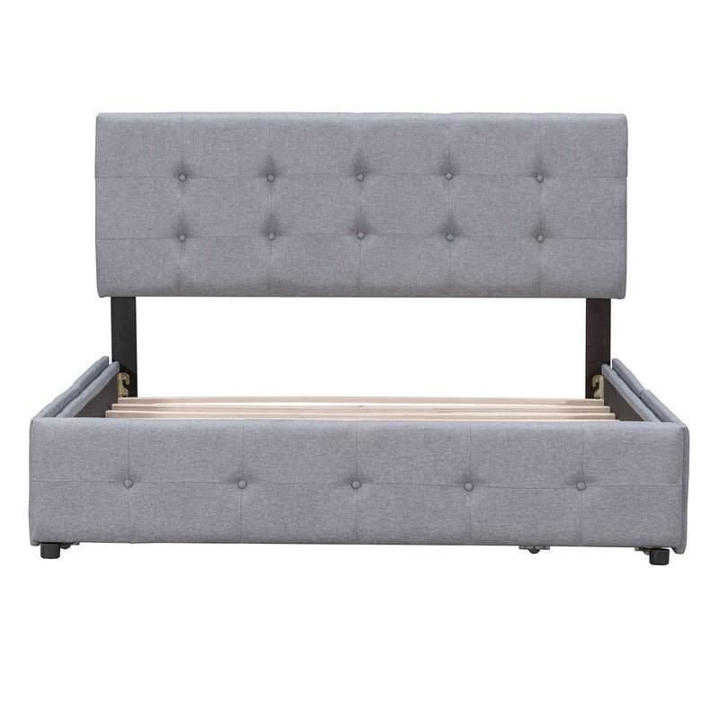 Upholstered Platform Bed With Classic Headboard And Drawers, No Box Spring Needed - R&R Furniture Gallery (Fountain Valley, CA)