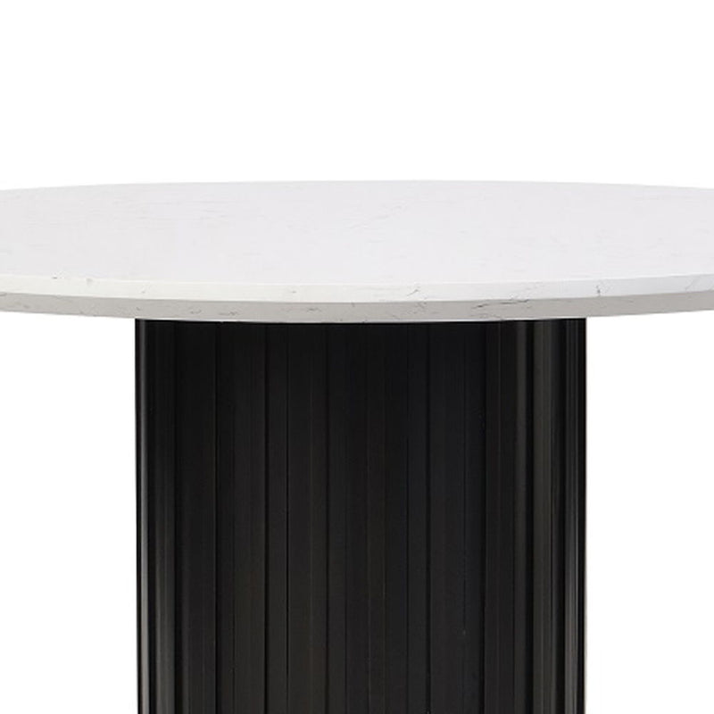 Jaramillo - Round Dining Table With Engineered Marble Top - Engineered Marble Top & Black - R&R Furniture Gallery (Fountain Valley, CA)