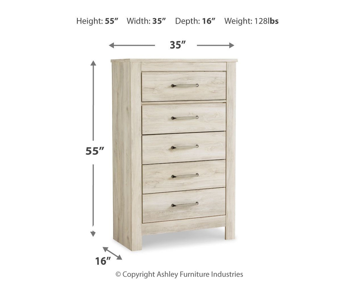 Bellaby - Five Drawer Chest - Whitewash - R&R Furniture Gallery (Fountain Valley, CA)